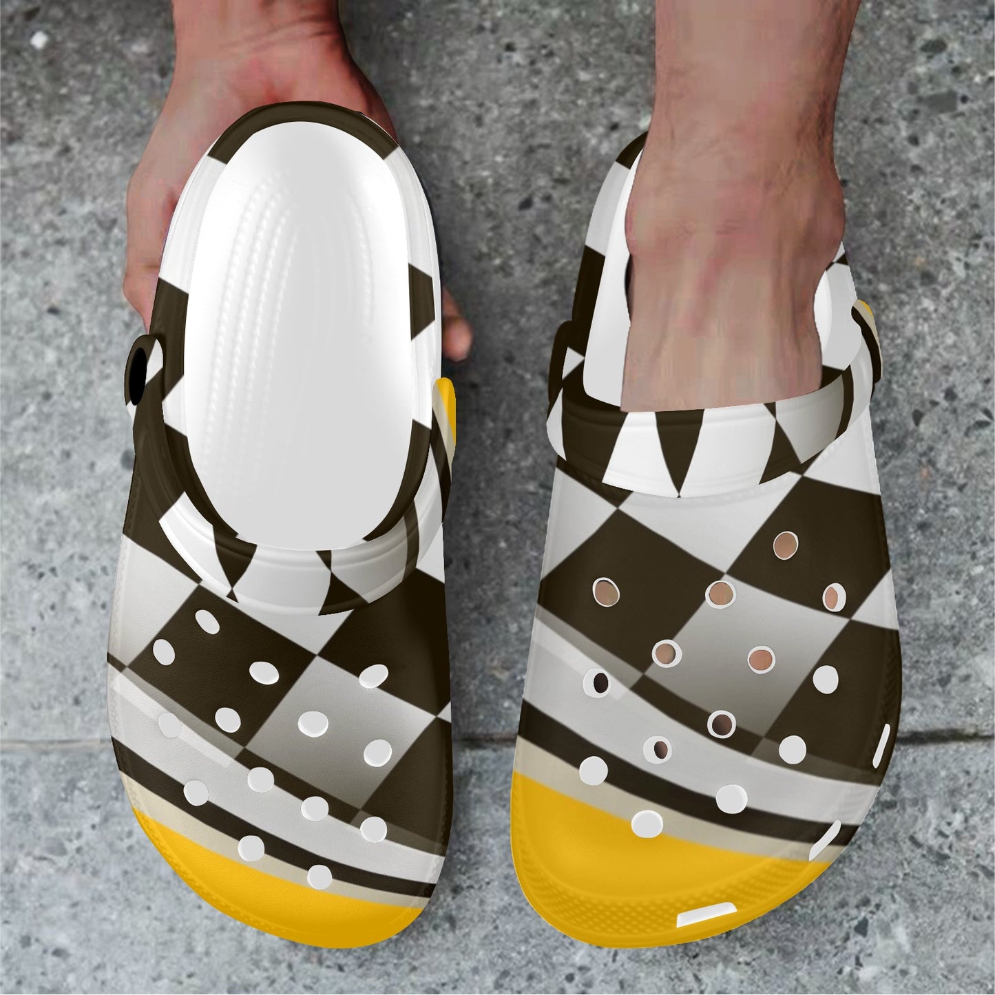 Checkered Flag Racing Style Unisex Clogs Shoes