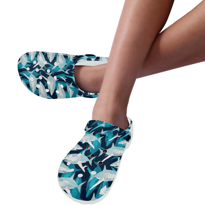 Shark Design Print Unisex Clogs Shoes