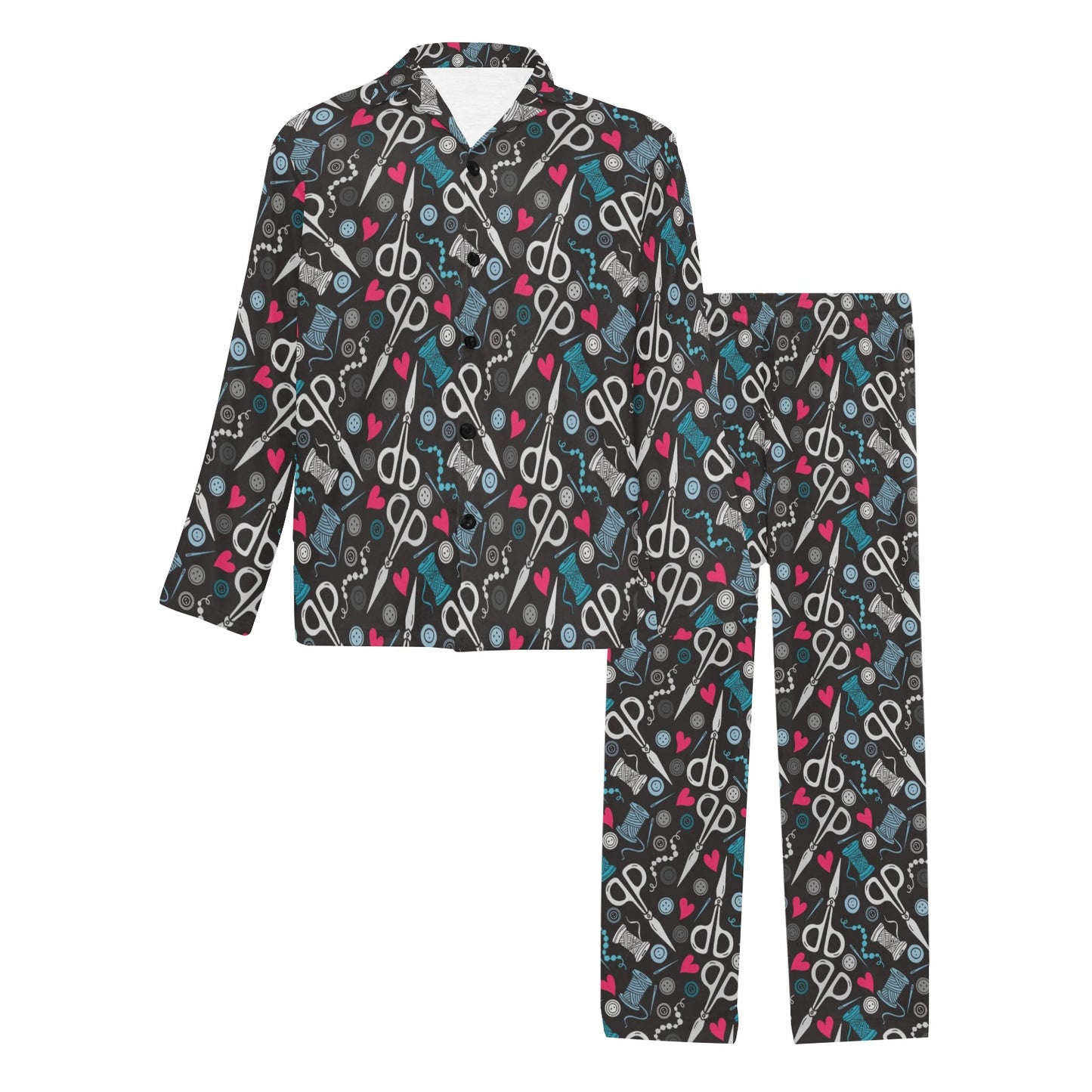 Sewing Equipment Print Design LKS305 Men's Long Pajama Set