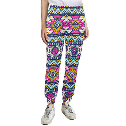 Aztec Pink Geometric Print Pattern Women's Casual Track Pants