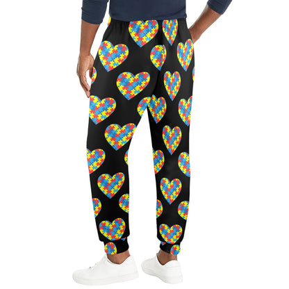 Autism Awareness Heart Design Print Men's Casual Track Pants