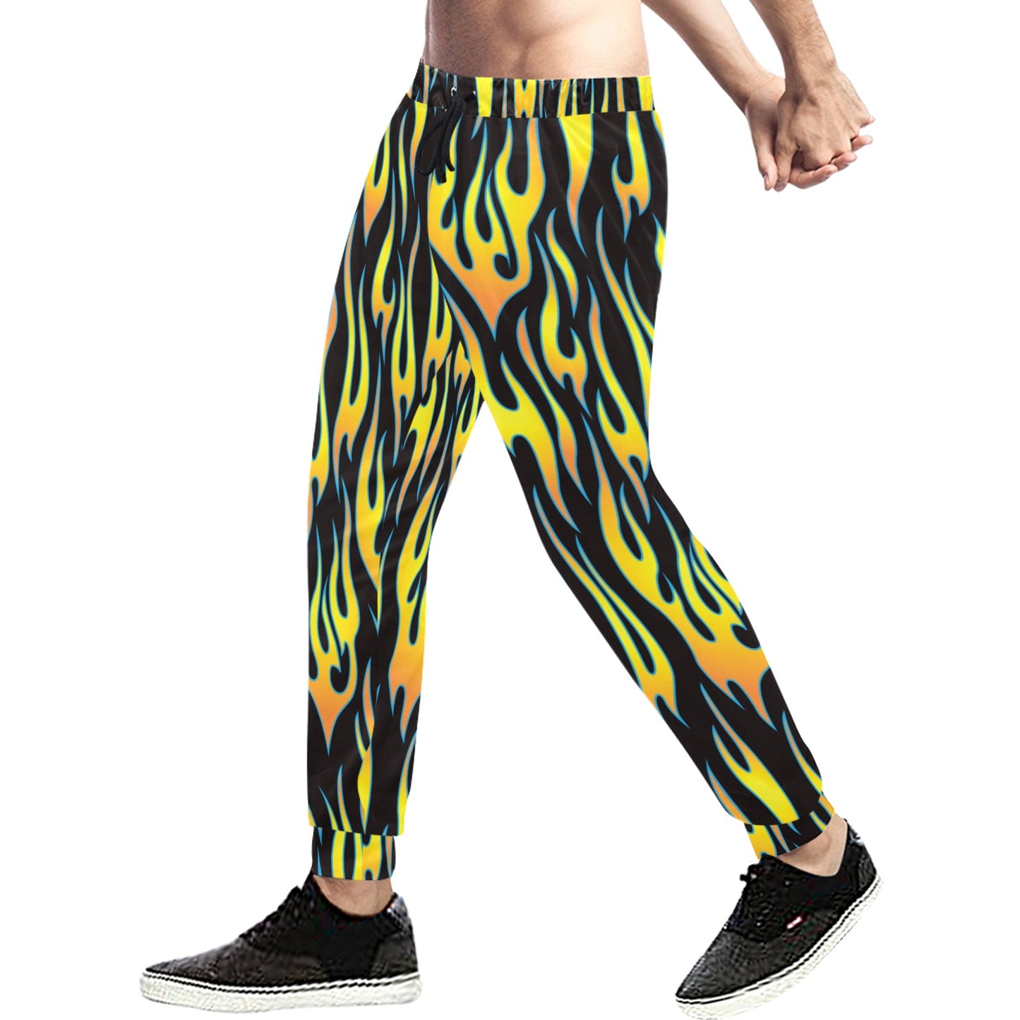 Flame Fire Yellow Pattern Men's Sweatpants