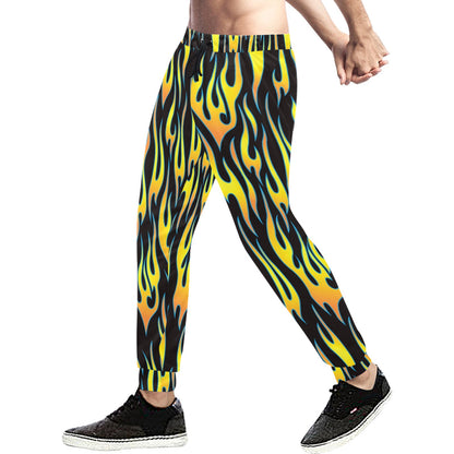 Flame Fire Yellow Pattern Men's Sweatpants