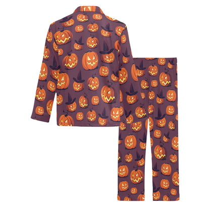 Halloween Pumpkin Pattern Print Design 03 Men's Long Pajama Set