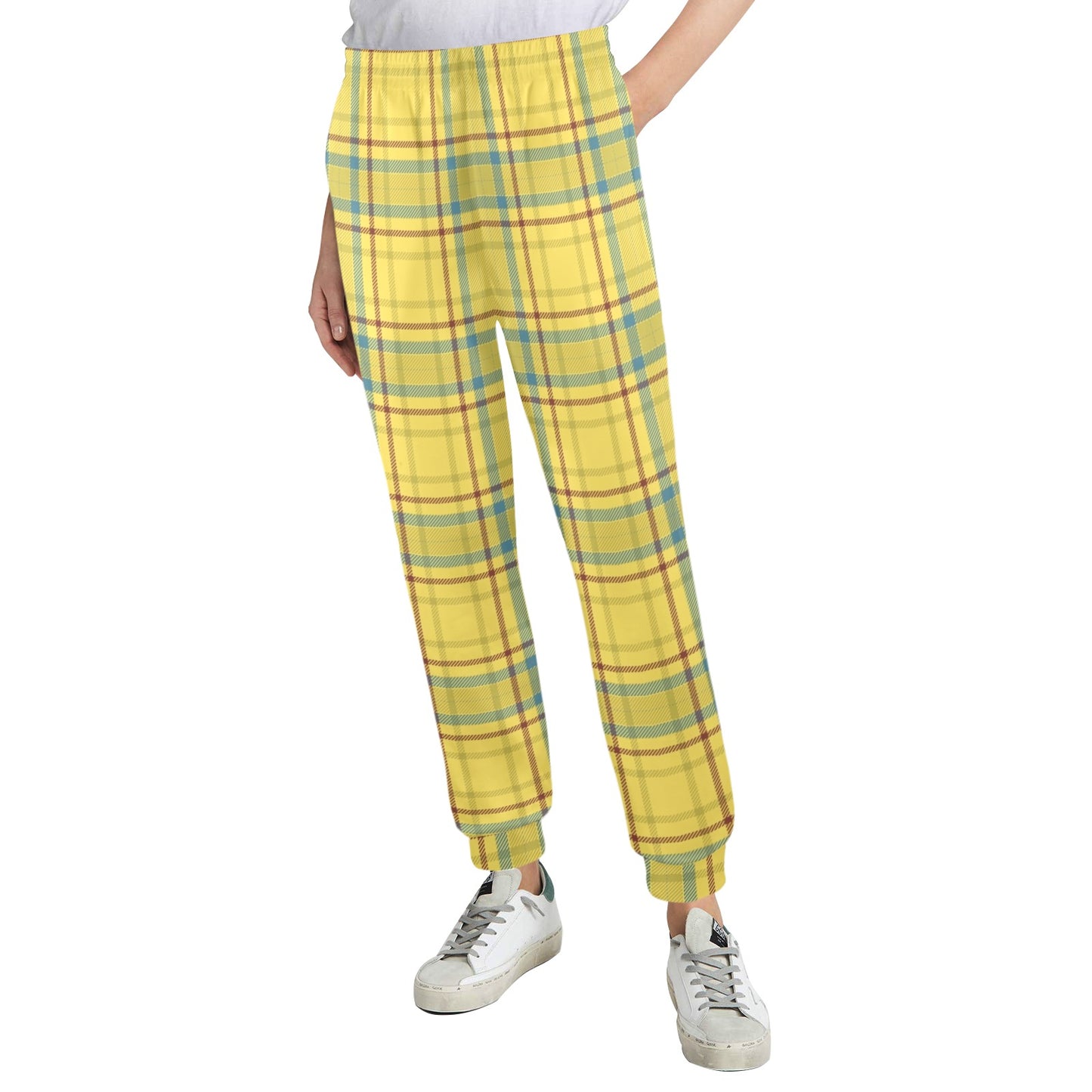 Tartan Yellow Print Design LKS301 Women's Casual Track Pants