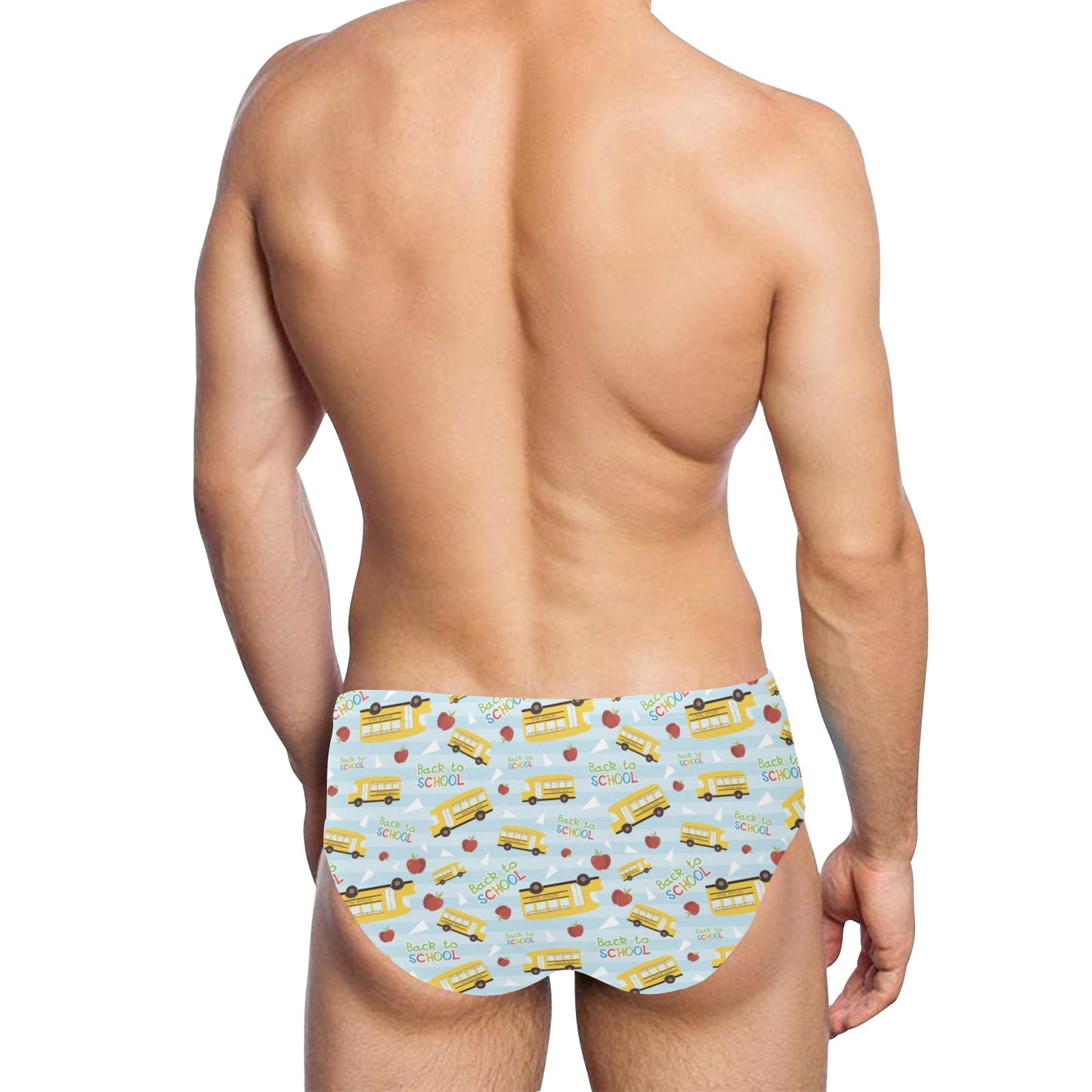 School Bus Back To School Print Design LKS303 Men's Swimming Briefs