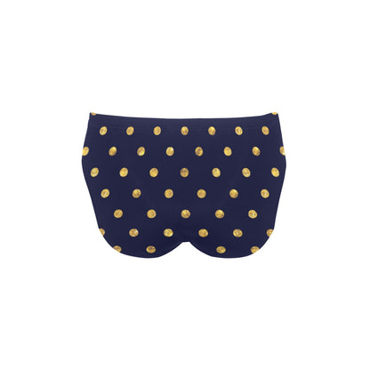 Polka Dot Gold Blue Pattern Print Design 02 Men's Swimming Briefs