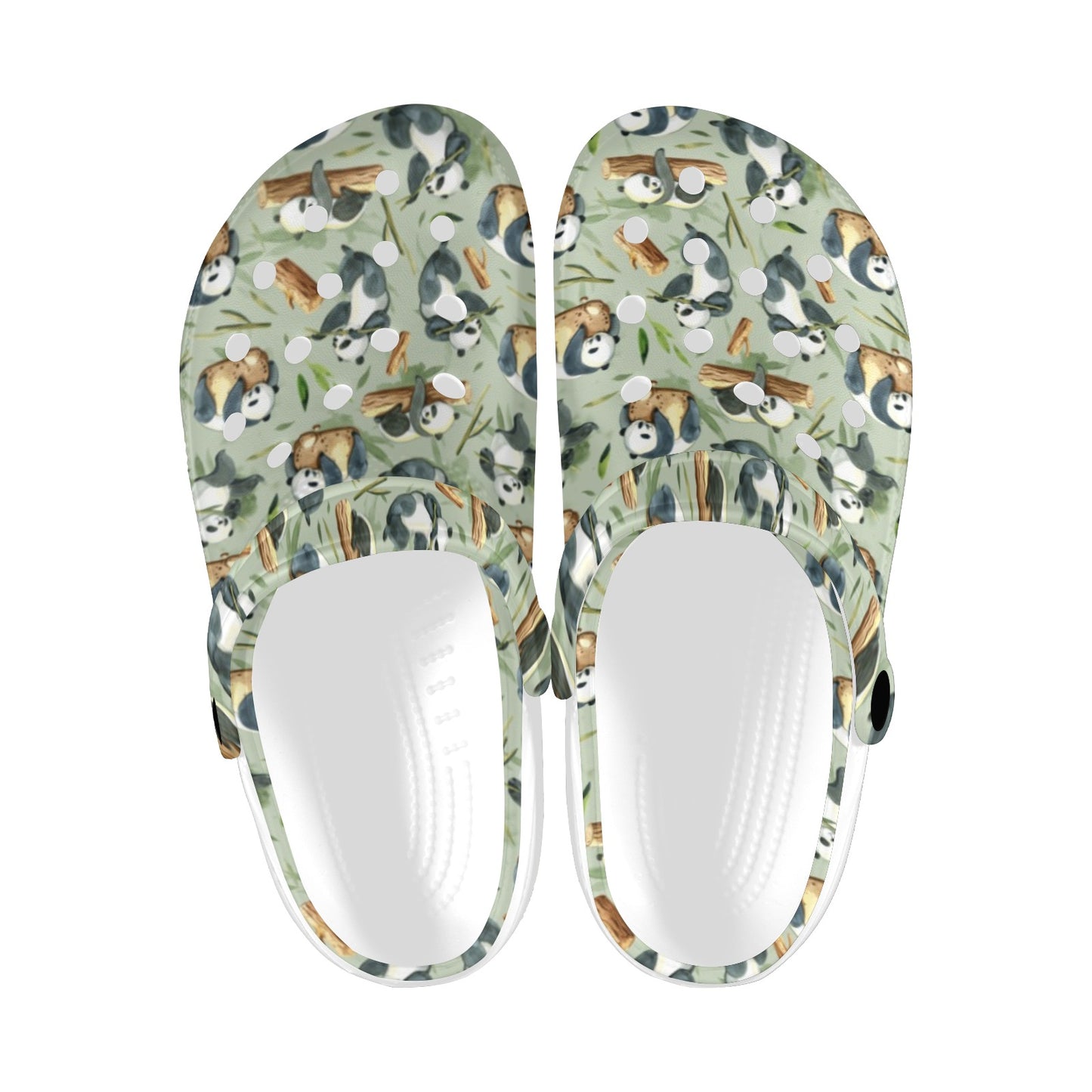 Panda Bear Design Bamboo Print Unisex Clogs Shoes