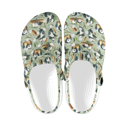Panda Bear Design Bamboo Print Unisex Clogs Shoes