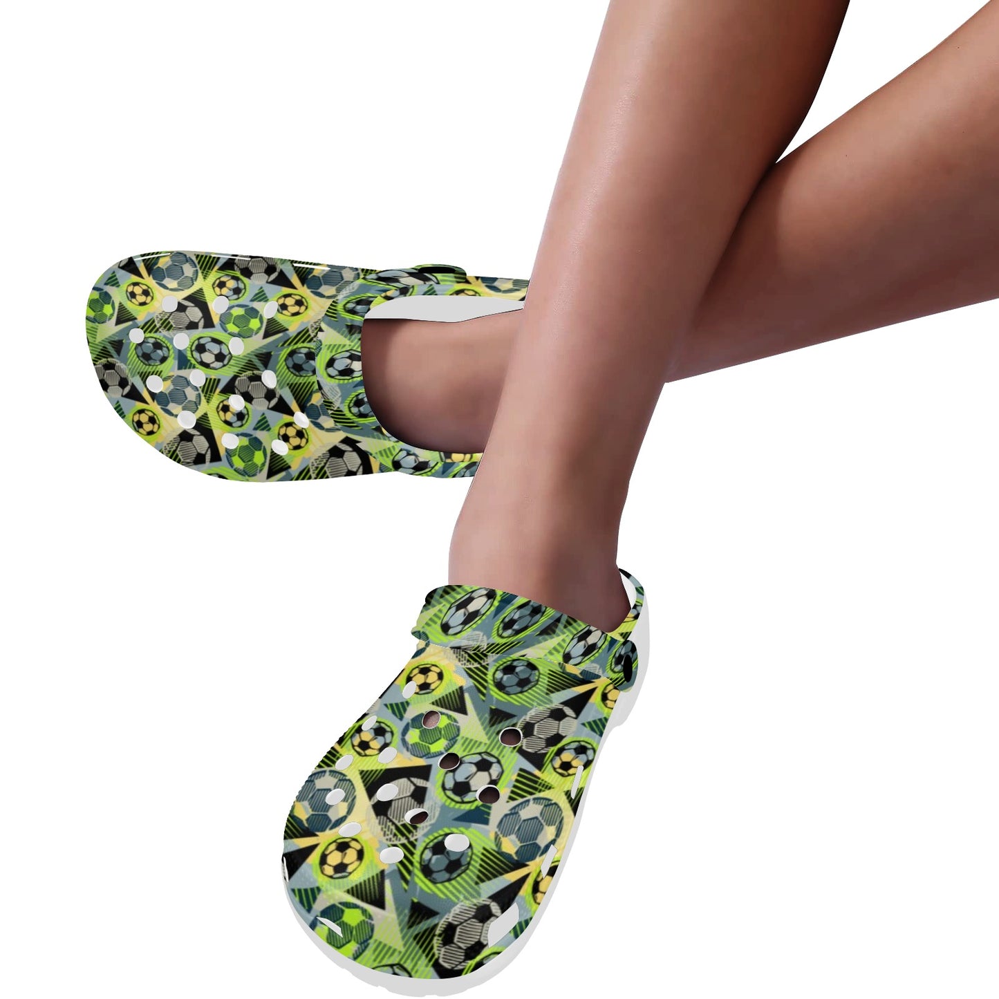 Soccer Ball Themed Print Pattern Unisex Clogs Shoes