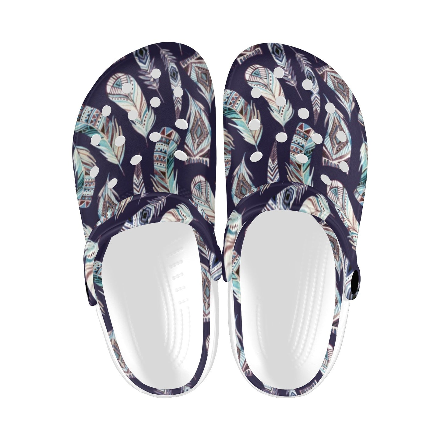 Feather Vintage Boho Design Print Unisex Clogs Shoes