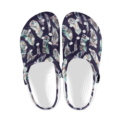 Feather Vintage Boho Design Print Unisex Clogs Shoes