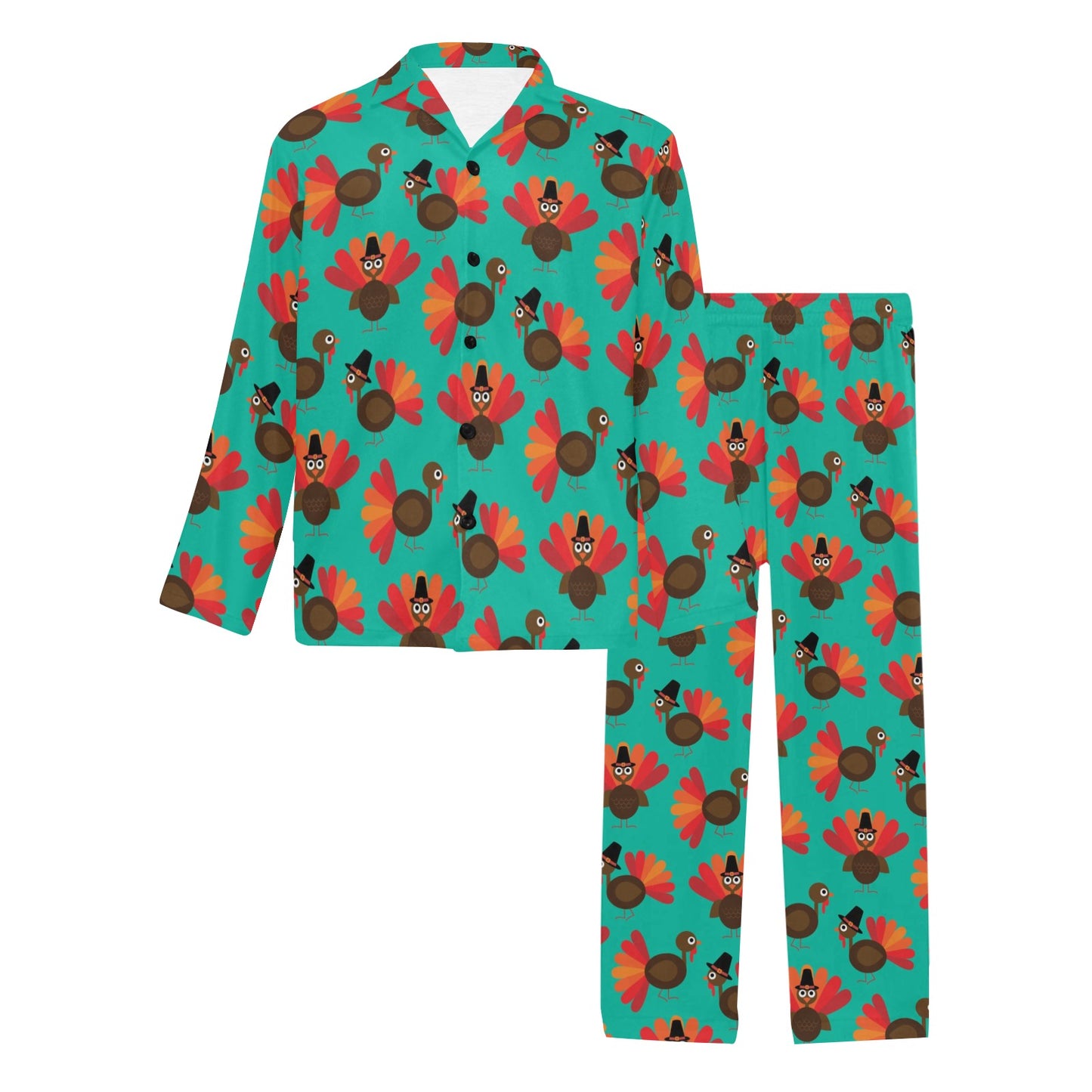 Turkey Print Design LKS402 Men's Long Pajama Set