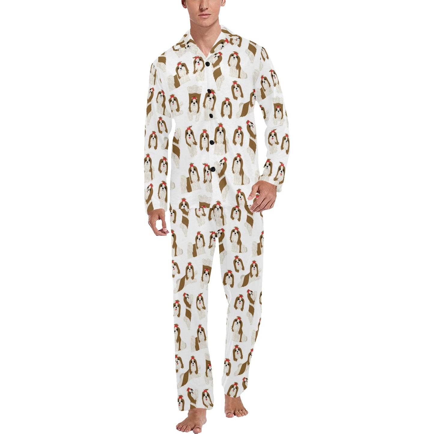Shih Tzu Print Design LKS302 Men's Long Pajama Set