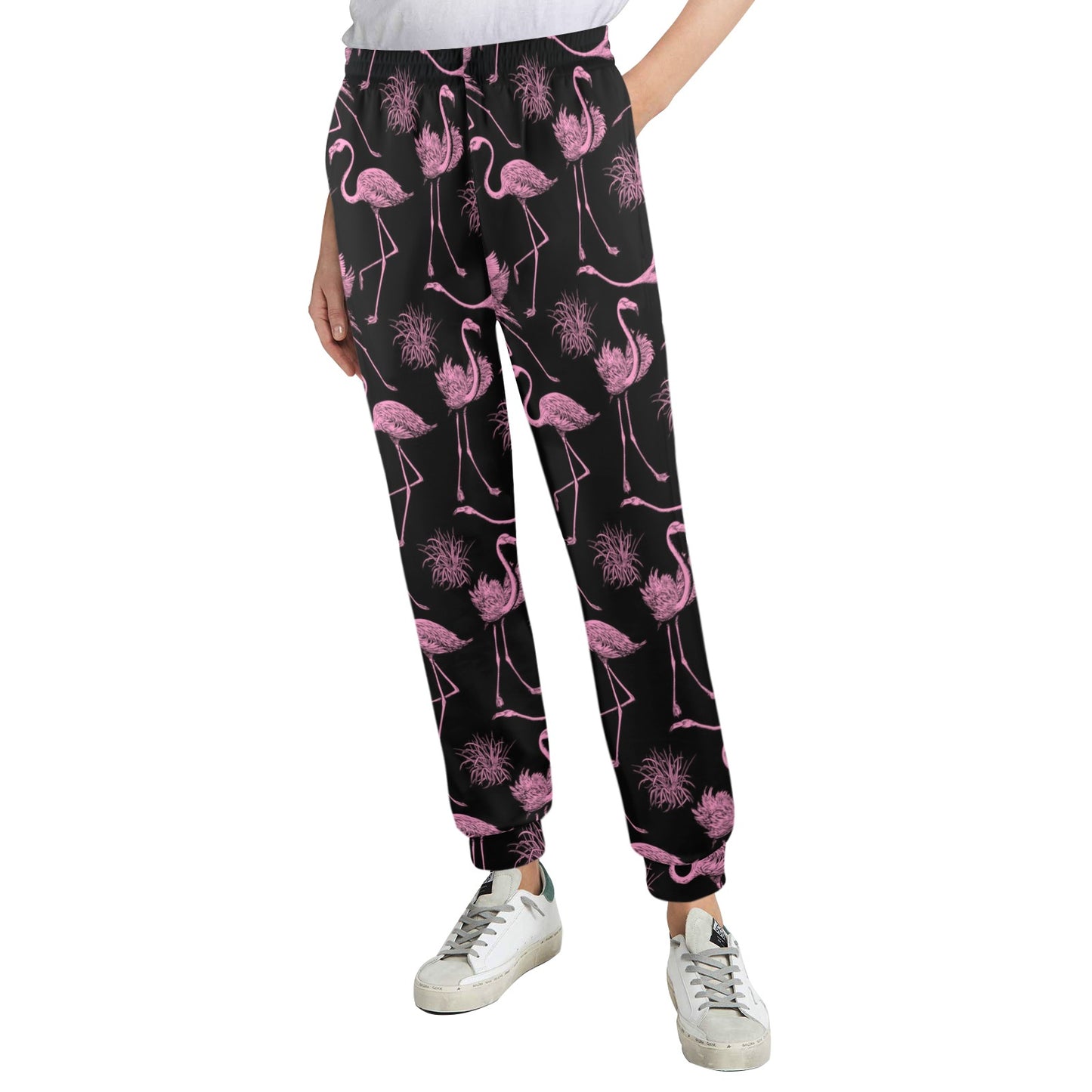 Flamingo Pink Print Pattern Women's Casual Track Pants