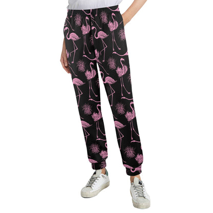 Flamingo Pink Print Pattern Women's Casual Track Pants