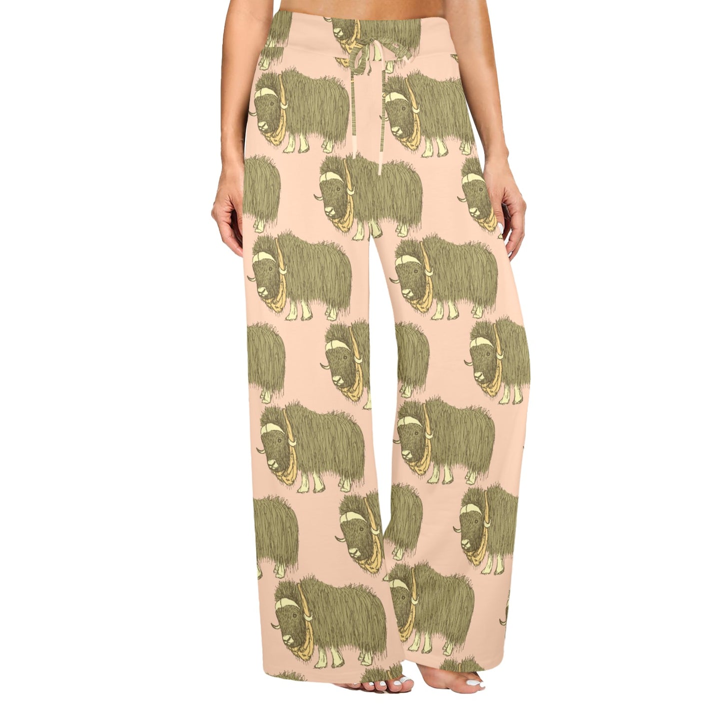 Yak Pattern Print Design 01 Women's Wide Leg Lounge Pants