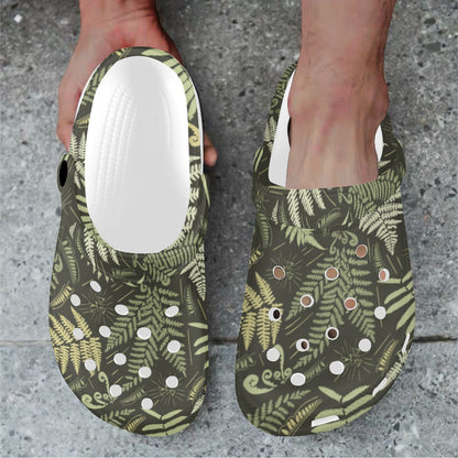 Fern Leave Green Print Pattern Unisex Clogs Shoes