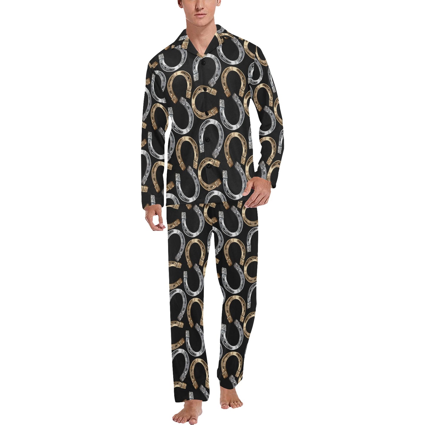 Horseshoe Print Design LKS305 Men's Long Pajama Set