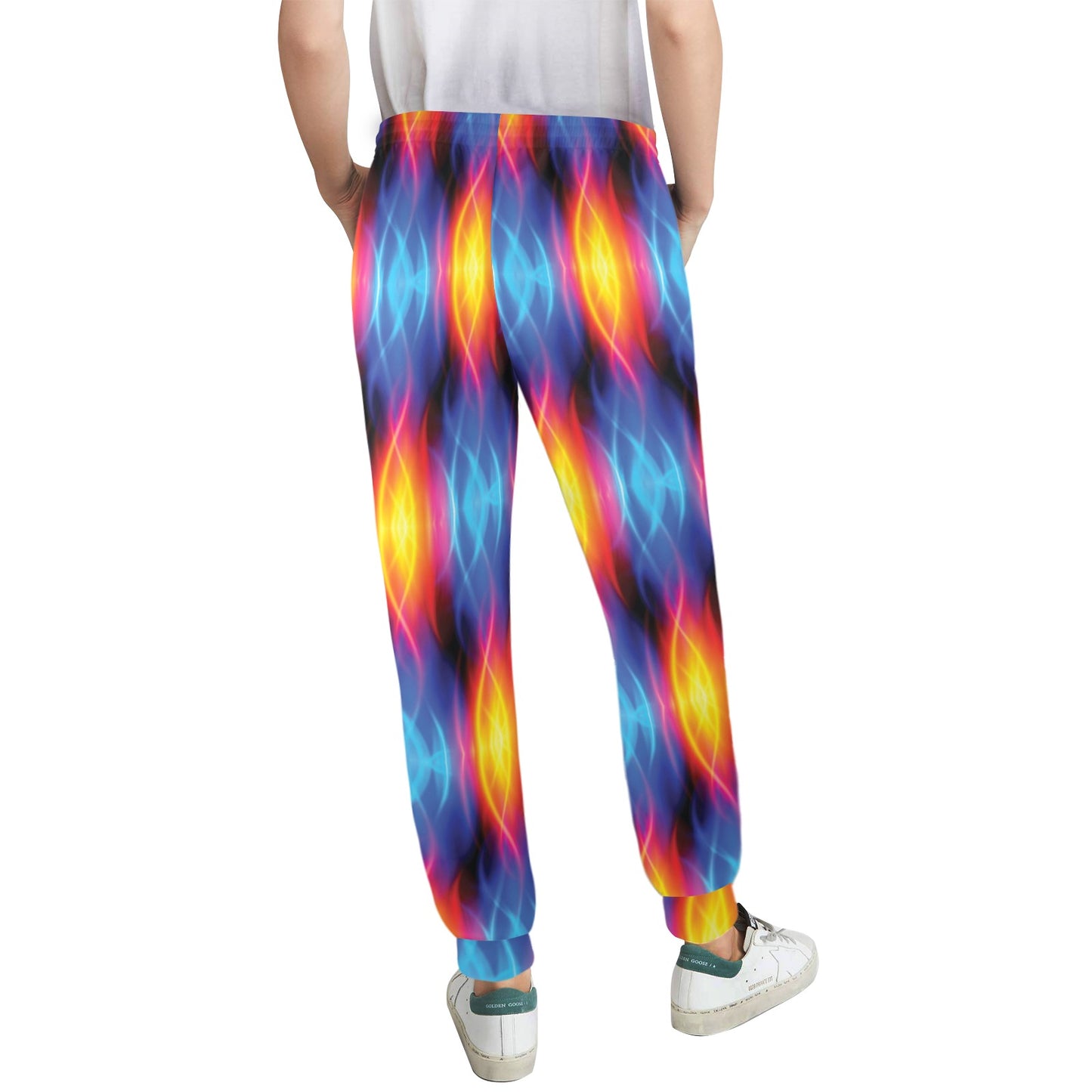 Flame Fire Blue Design Print Women's Casual Track Pants