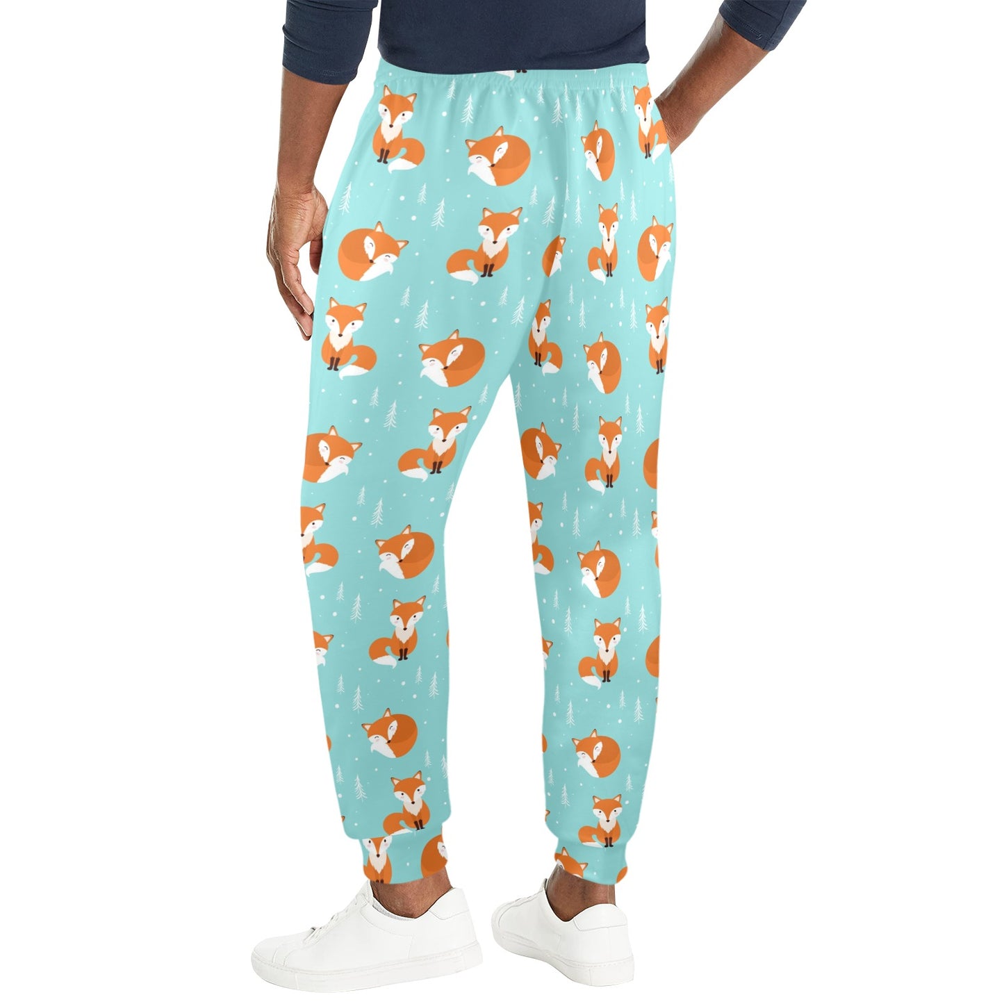 Fox Design Snow Print Pattern Men's Casual Track Pants