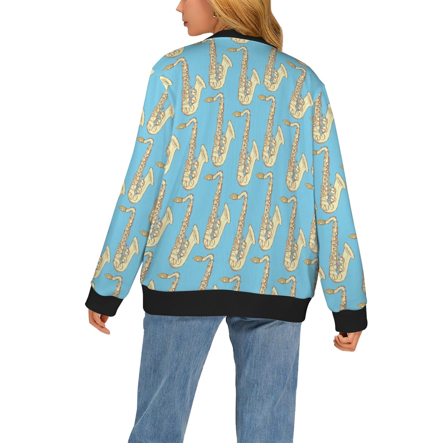 Saxophone Pattern Print Design 03 Women's Cardigan