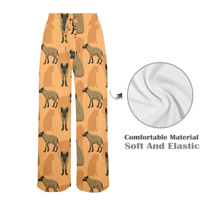 Hyena Pattern Print Design 01 Women's Wide Leg Lounge Pants