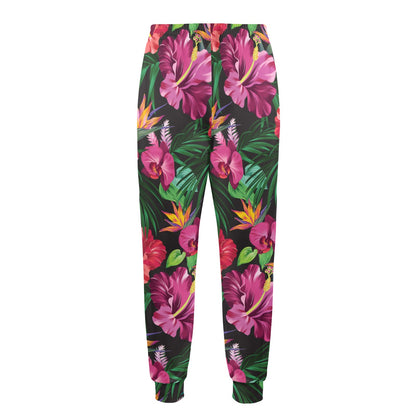 Hibiscus Hawaiian Design Print Pattern Men's Casual Track Pants
