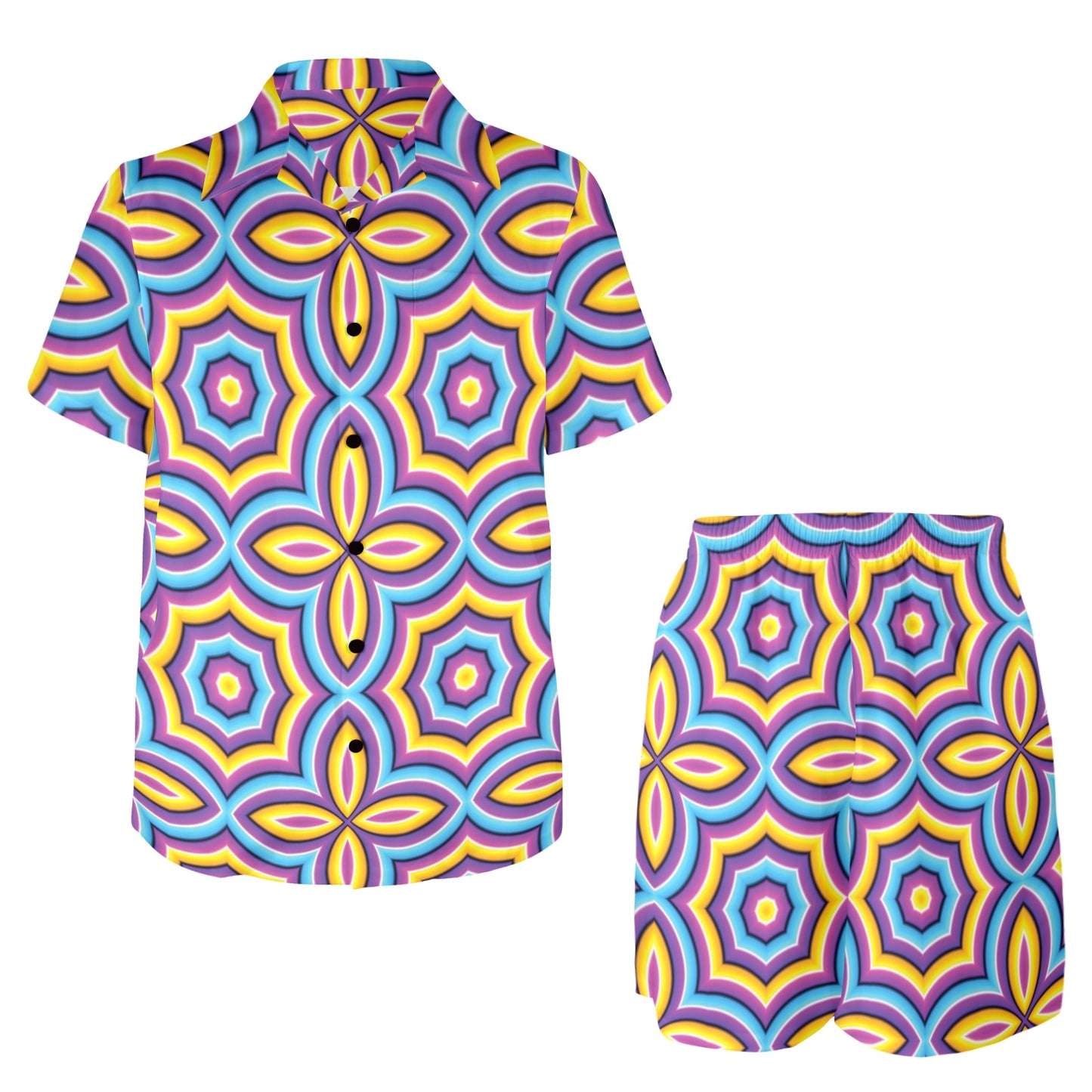 Optical illusion Pattern Print Design A03 Men's Beach Shirt and Shorts Set