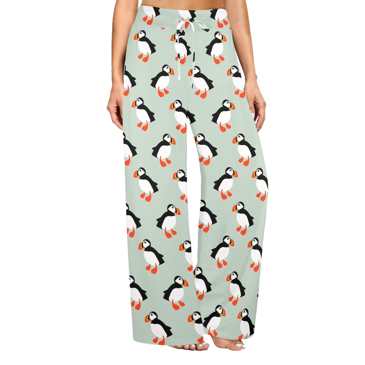 Puffin Pattern Print Design A03 Women's Wide Leg Lounge Pants