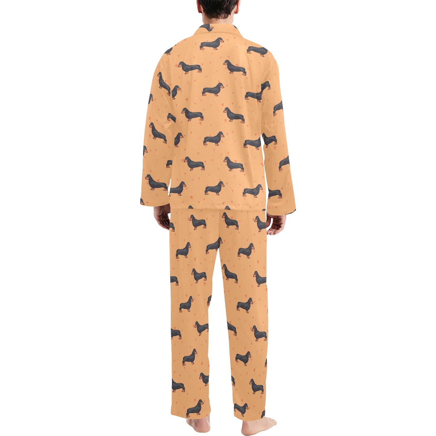 Dachshund Draw Print Pattern Men's Long Pajama Set