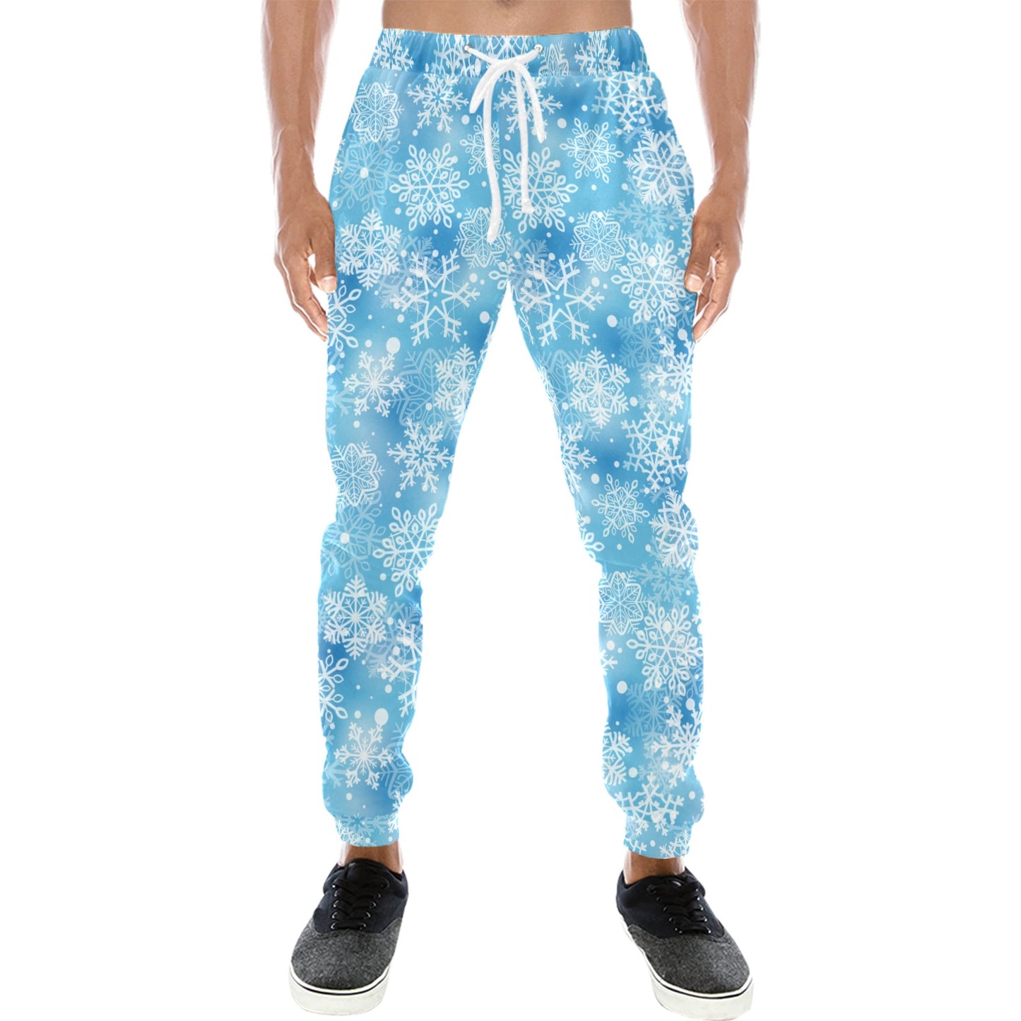 Snowflake Blue Print Design LKS301 Men's Sweatpants