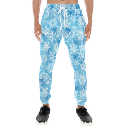 Snowflake Blue Print Design LKS301 Men's Sweatpants