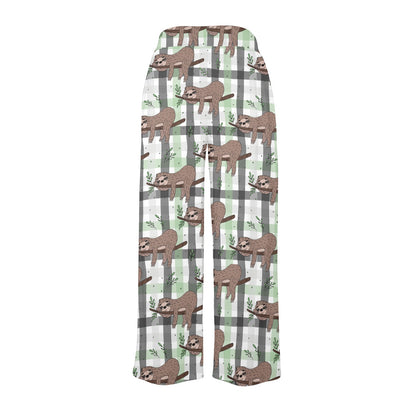 Sloth Print Design LKS301 Women's Wide Leg Lounge Pants