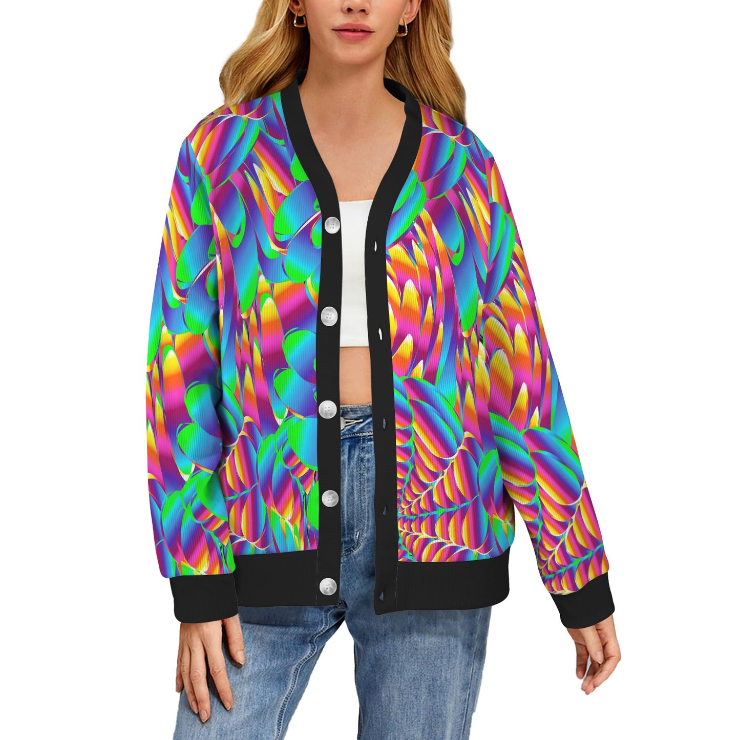 Psychedelic Trippy Pattern Women's Cardigan