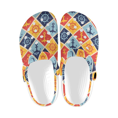 Nautical Pattern Design Themed Print Unisex Clogs Shoes