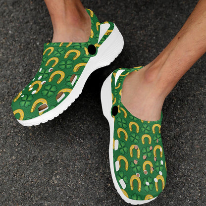 Shamrock Horseshoes Print Pattern Unisex Clogs Shoes