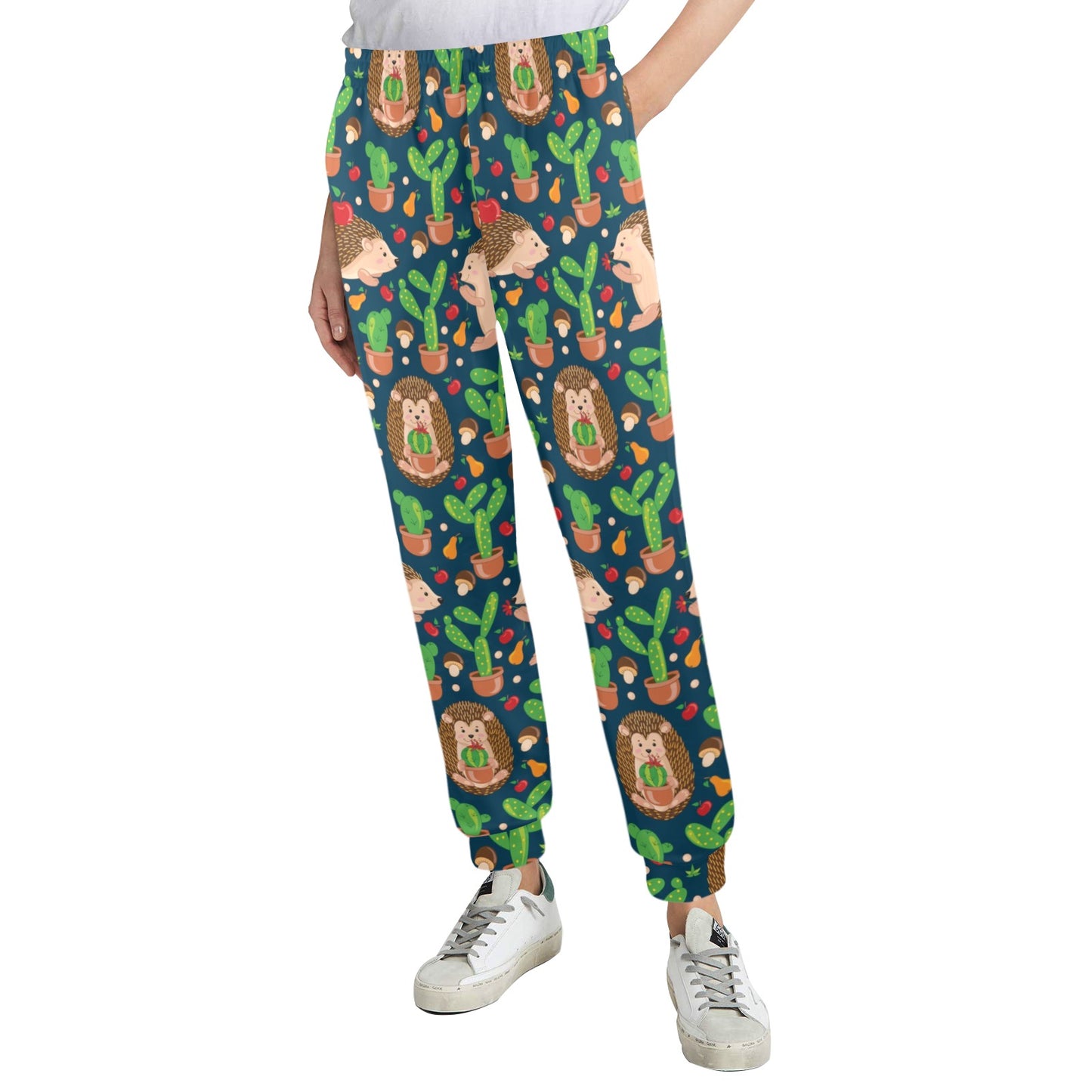 Hedgehog Cactus Pattern Print Design 04 Women's Casual Track Pants