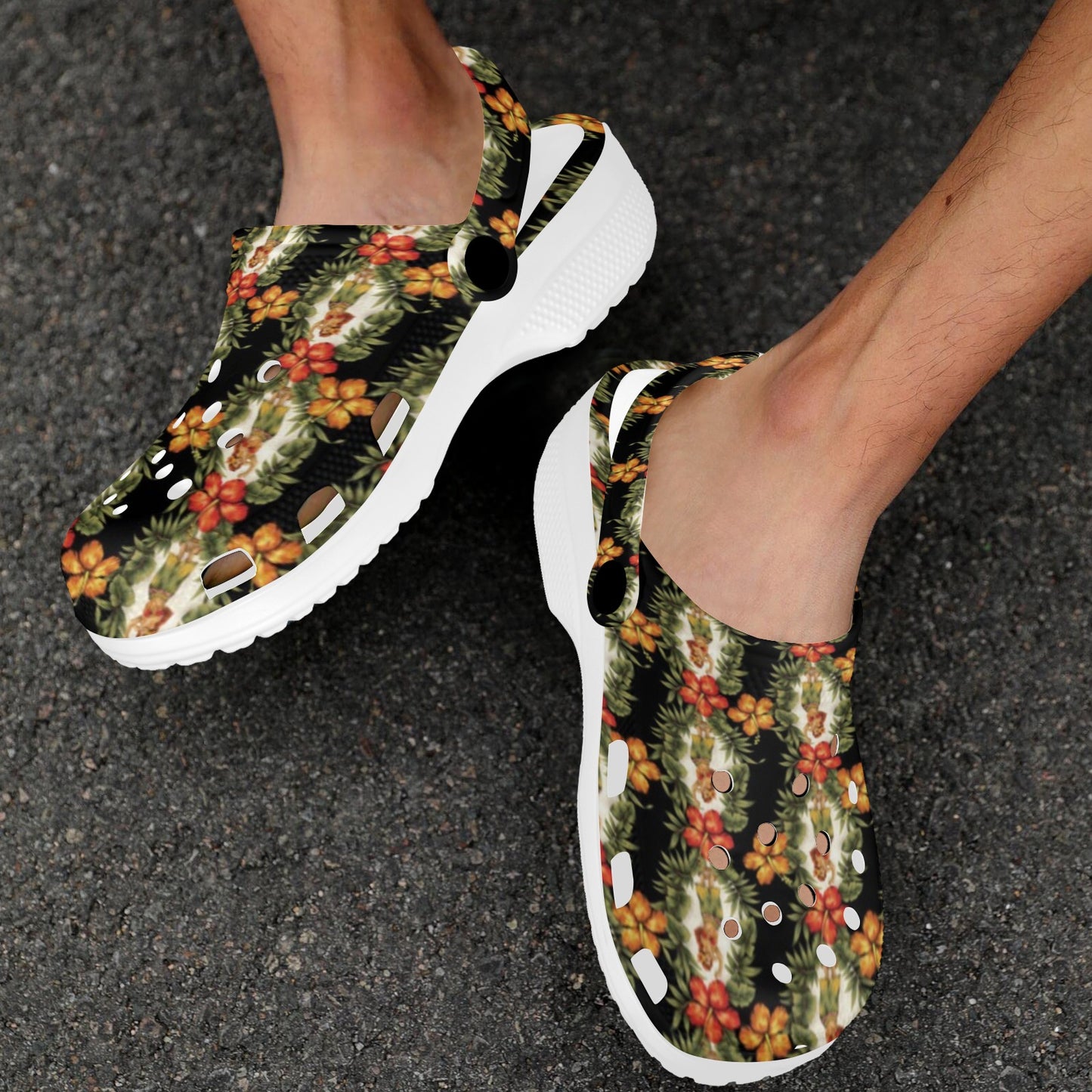 Hawaiian Flower Hula Hibiscus Print Unisex Clogs Shoes