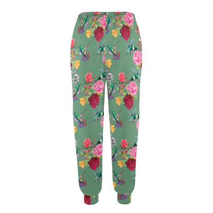 Hummingbird with Rose Themed Print Women's Casual Track Pants