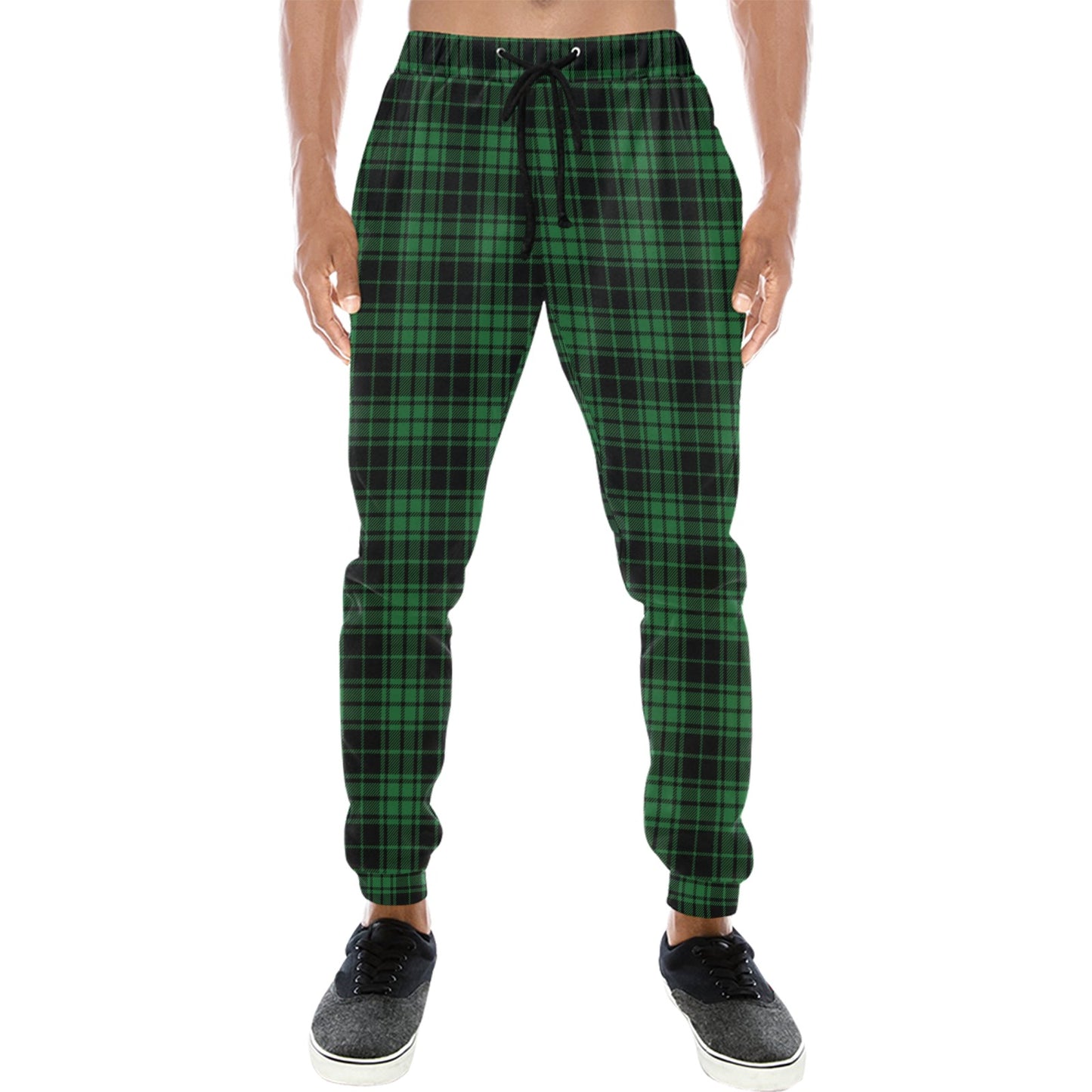 Green Tartan Plaid Pattern Men's Sweatpants