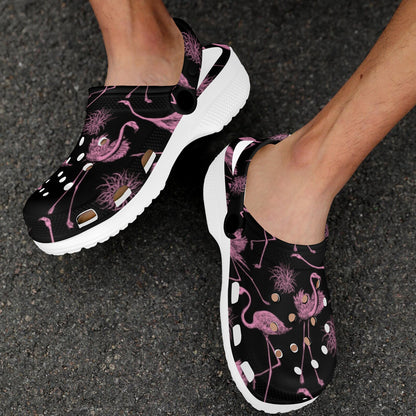 Flamingo Pink Print Pattern Unisex Clogs Shoes