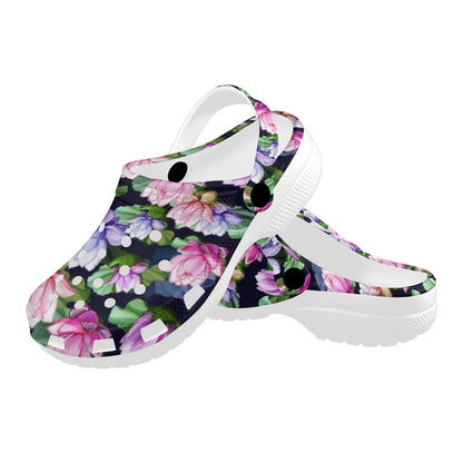 Lotus Flower Print Design Unisex Clogs Shoes