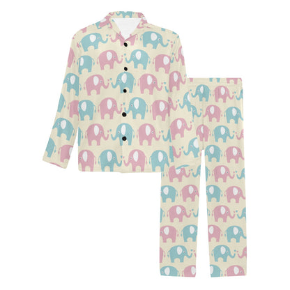 Elephant Baby Pastel Print Pattern Men's Long Pajama Set