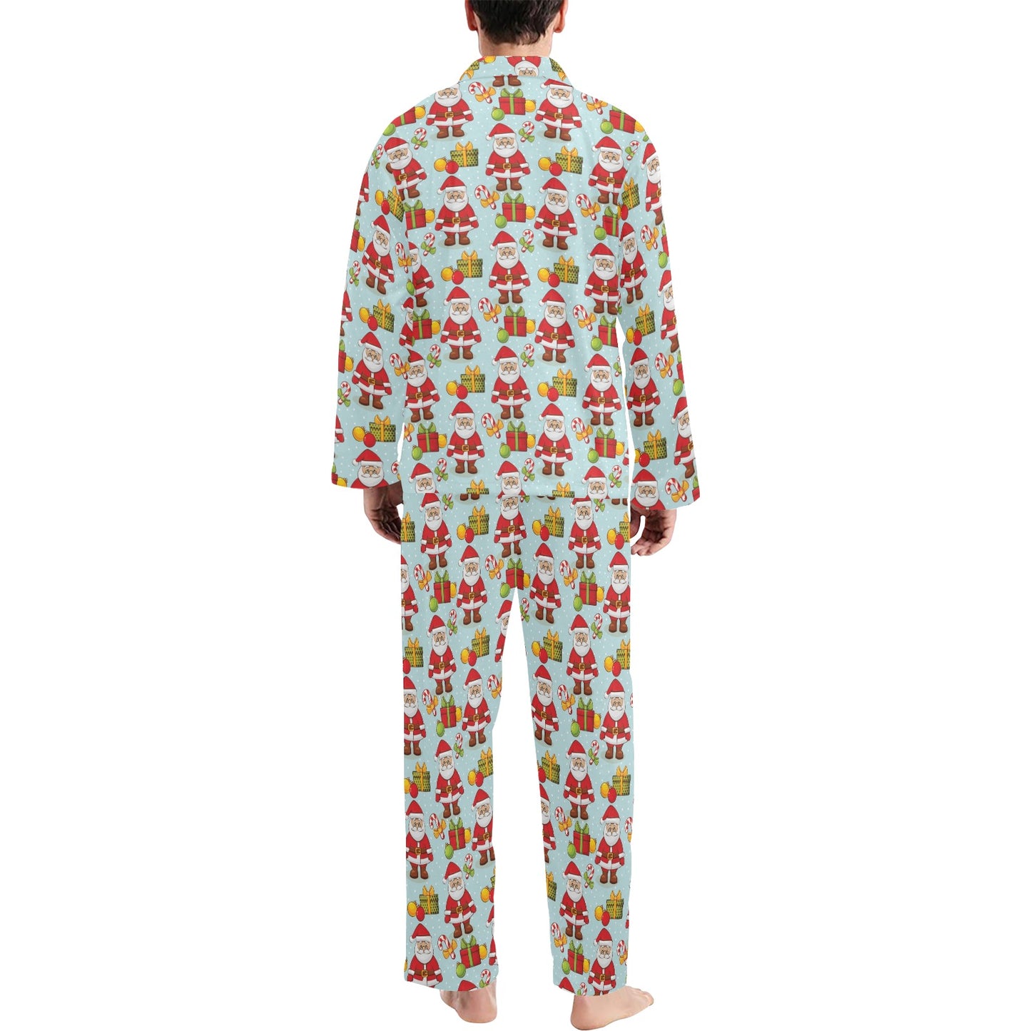 Santa Christmas Themed Print Design LKS303 Men's Long Pajama Set