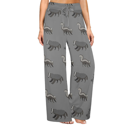 Skunk Print Design LKS301 Women's Wide Leg Lounge Pants