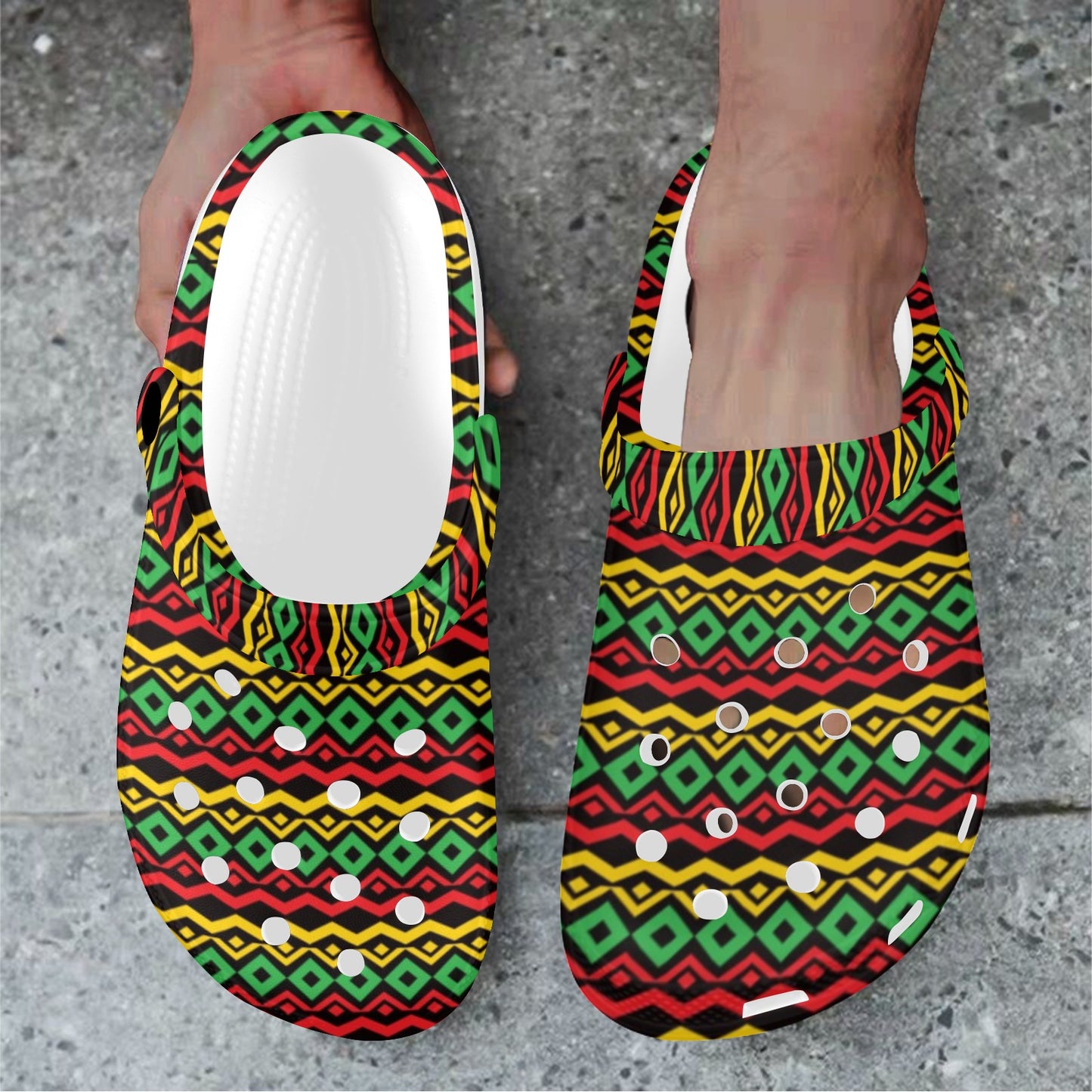 Rasta Reggae Color Themed Unisex Clogs Shoes