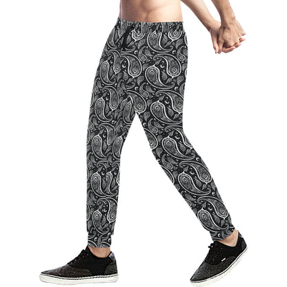 Paisley Black Design Print Men's Sweatpants