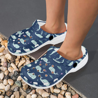 Narwhal Design Print Unisex Clogs Shoes