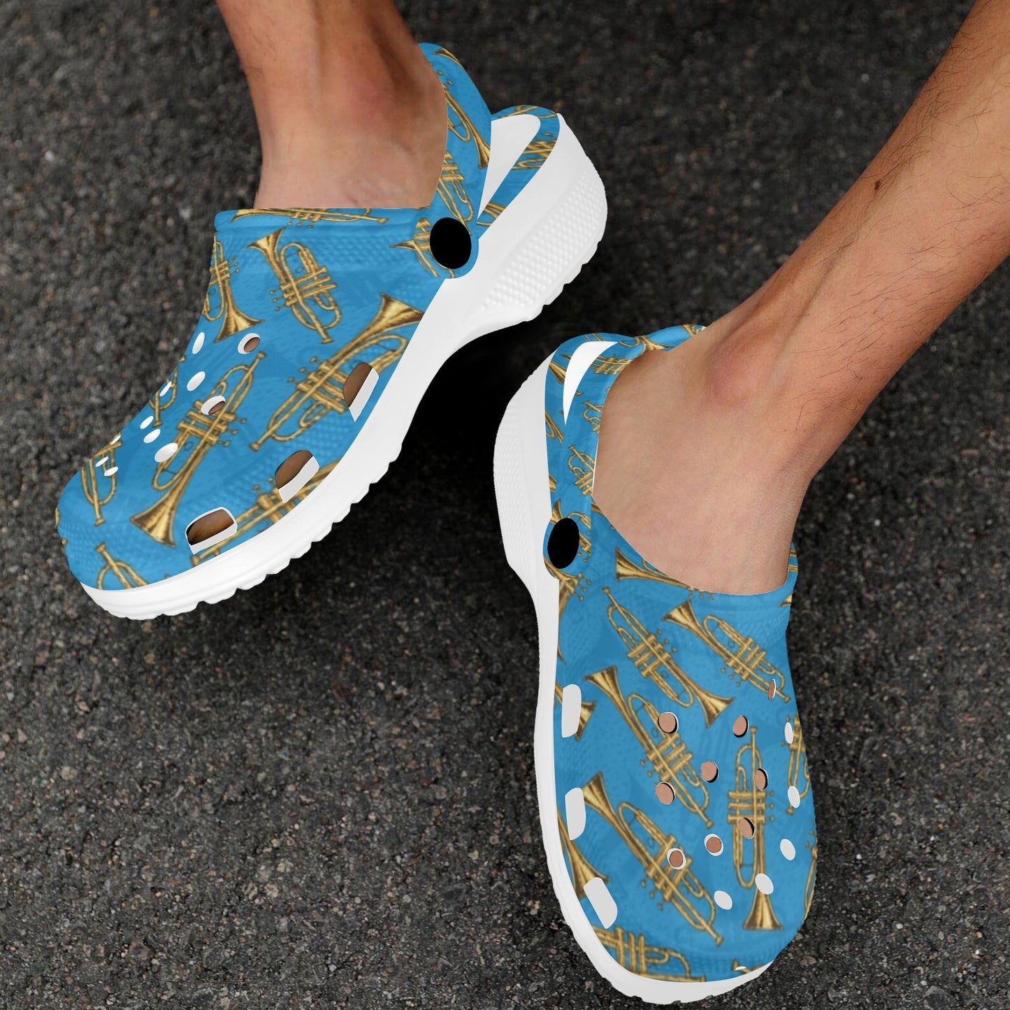 Trumpet Golden Pattern Themed Print Unisex Clogs Shoes